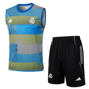 Real Madrid 2025/26 Blue Yellow Sleeveless Shorts - Front View | KFCOOL