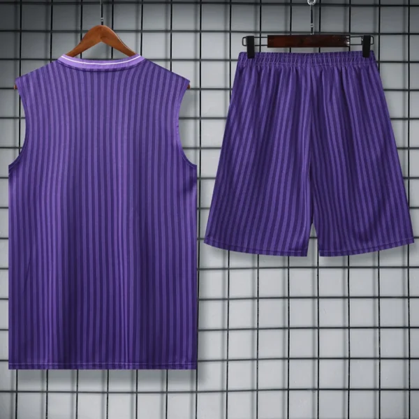 Real Madrid 2025/26 Purple White Sleeveless Shorts - Back View Real Madrid 2025/26 Purple White Sleeveless Shorts - Back View | KFCOOL