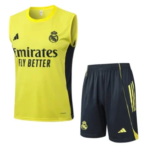 Real Madrid 2025/26 Yellow Sleeveless Shorts - Front View Real Madrid 2025/26 Yellow Sleeveless Shorts - Front View | KFCOOL