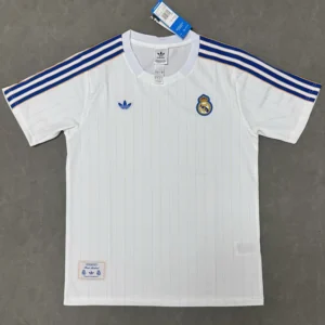Real Madrid 2025/26 White Blue Training Shirt Fan Version - Front View Real Madrid 2025/26 White Blue Training Shirt Fan Version - Front View | KFCOOL