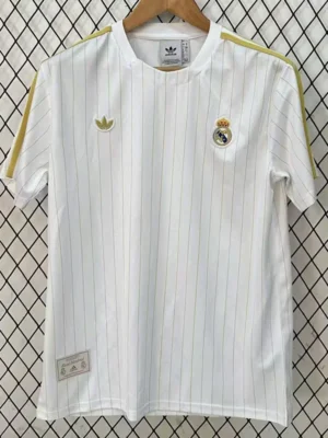 Real Madrid 2025/26 White Yellow Training Shirt Fan Version - Front View Real Madrid 2025/26 White Yellow Training Shirt Fan Version - Front View | KFCOOL
