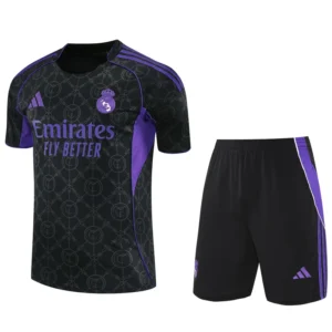 Real Madrid 2025/26 Black Training Short Suit - Front View Real Madrid 2025/26 Black Training Short Suit - Front View | KFCOOL