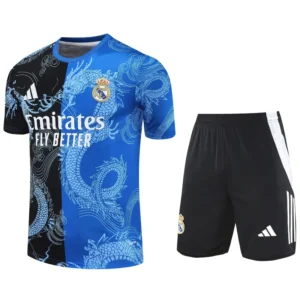 Real Madrid 2025/26 Black Blue Training Short Suit - Front View Real Madrid 2025/26 Black Blue Training Short Suit - Front View | KFCOOL