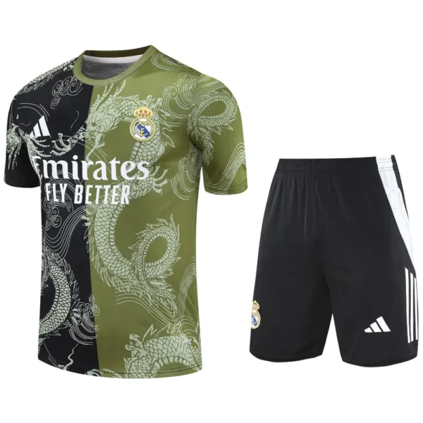 Real Madrid 2025/26 Black Brown Training Short Suit - Front View | KFCOOL