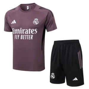 Real Madrid 2025/26 Grey Purple Training Short Suit - Front View | KFCOOL