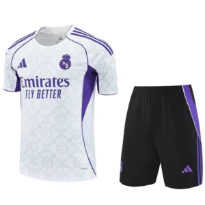 Real Madrid 2025/26 Purple White Training Short Suit - Front View | KFCOOL
