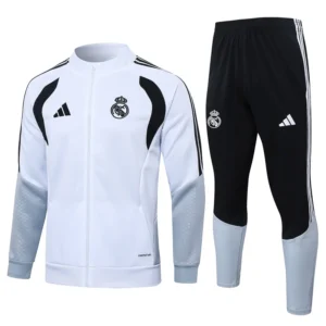 Real Madrid 2026/27 White Black Jacket Tracksuit - Front View | KFCOOL