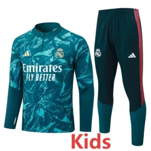 Real Madrid 2026/27 Green Kids Half Pull Tracksuit - Front View Real Madrid 2026/27 Green Kids Half Pull Tracksuit - Front View | KFCOOL