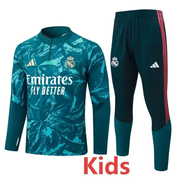 Real Madrid 2026/27 Green Kids Half Pull Tracksuit - Front View | KFCOOL
