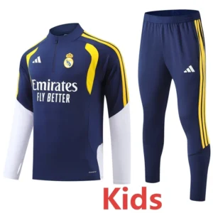 Real Madrid 2026/27 Royal Blue Kids Half Pull Tracksuit - Front View Real Madrid 2026/27 Royal Blue Kids Half Pull Tracksuit - Front View | KFCOOL