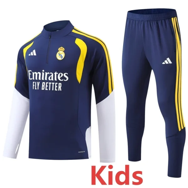Real Madrid 2026/27 Royal Blue Kids Half Pull Tracksuit - Front View | KFCOOL