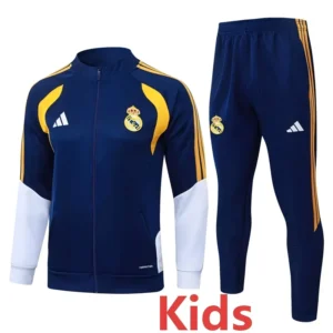 Real Madrid 2026/27 Royal Blue Kids Jacket Tracksuit - Front View Real Madrid 2026/27 Royal Blue Kids Jacket Tracksuit - Front View | KFCOOL