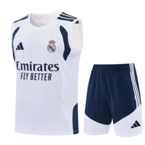 Real Madrid 2026/27 White Sleeveless Shorts - Front View Real Madrid 2026/27 White Sleeveless Shorts - Front View | KFCOOL