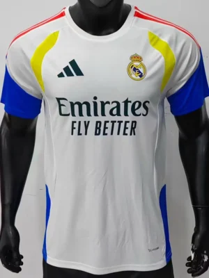 Real Madrid 2026/27 White Blue Training Shirt Player Version - Front View Real Madrid 2026/27 White Blue Training Shirt Player Version - Front View | KFCOOL