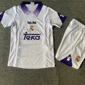 Real Madrid 1997/98 Retro Home Kids Kit Fan Version - Front View Real Madrid 1997/98 Retro Home Kids Kit Fan Version - Front View | KFCOOL