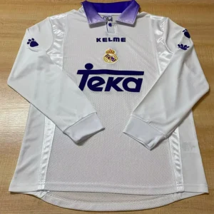 Real Madrid 1997/98 Retro Home Long Sleeve Jersey Fan Version - Front View Real Madrid 1997/98 Retro Home Long Sleeve Jersey Fan Version - Front View | KFCOOL