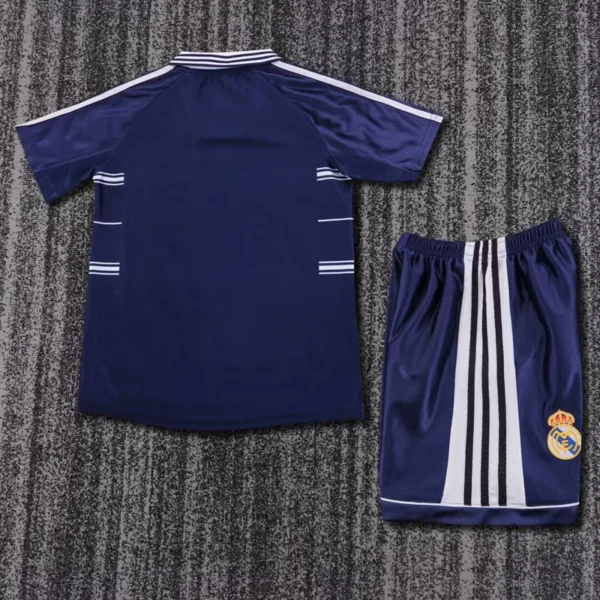 Real Madrid 1998/99 Retro Away Kids Kit Fan Version - Back View Real Madrid 1998/99 Retro Away Kids Kit Fan Version - Back View | KFCOOL