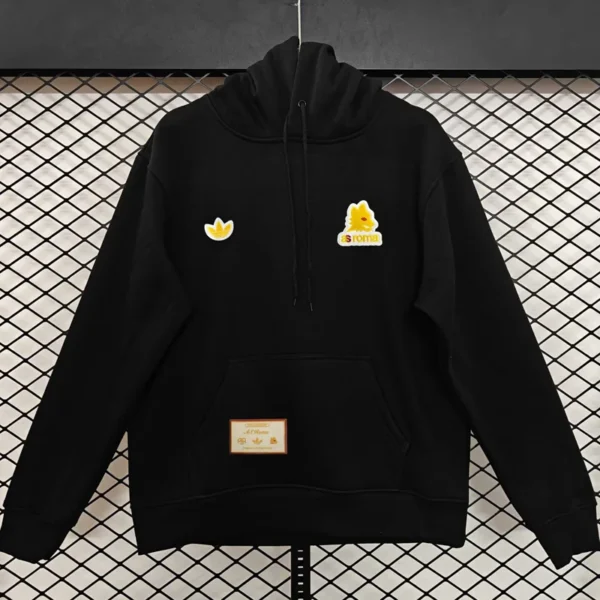 Roma 2025/26 Black Hoody - Front View - KFCool – Football Jerseys & Soccer Kits Store Roma 2025/26 Black Hoody - Front View | KFCOOL
