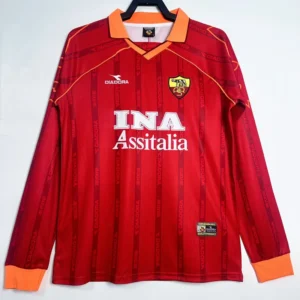 Roma 1999/00 Retro Home Long Sleeve Jersey Fan Version - Front View | KFCOOL