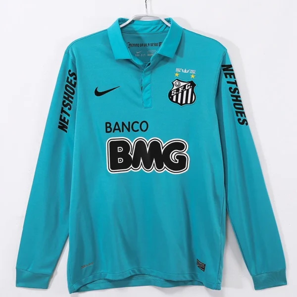 Santos 2012/13 Retro Blue Long Sleeve Jersey Fan Version - Front View | KFCOOL