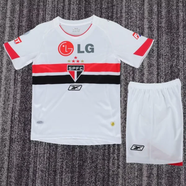 São Paulo 2007/08 Retro Home Kids Kit Fan Version - Front View | KFCOOL