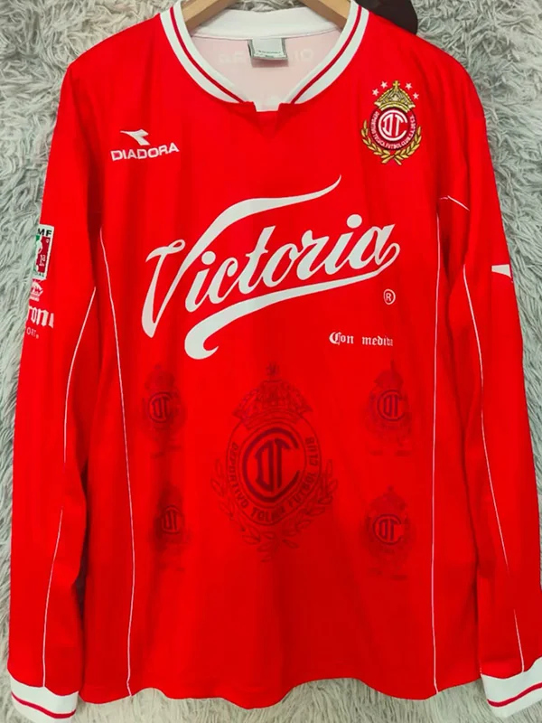 Toluca 1998/99 Retro Home Long Sleeve Jersey Fan Version - Front View | KFCOOL