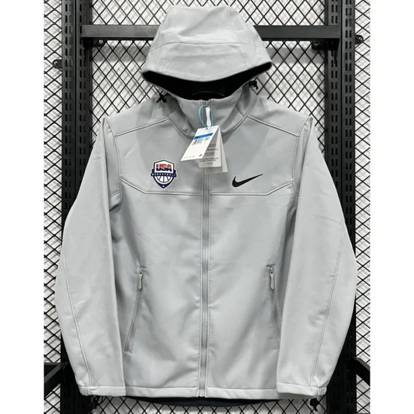 United States 2025/26 Grey Outdoor Jacket - Front View | KFCOOL