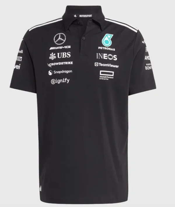 2025 Mercedes Black Racing Polo Shirt