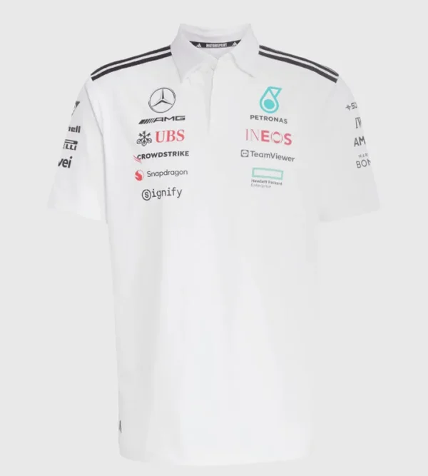 2025 Mercedes White Racing Polo Shirt