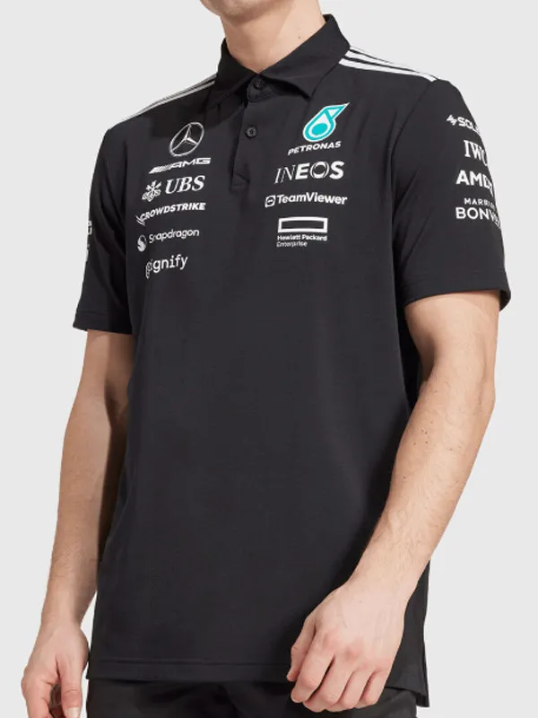 2025 Mercedes Black Racing Polo Shirt