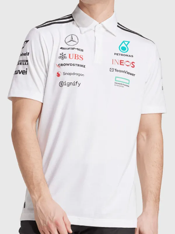 2025 Mercedes White Racing Polo Shirt