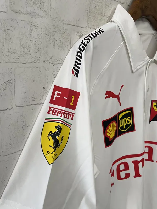 2025 Ferrari White Racing Polo Shirt