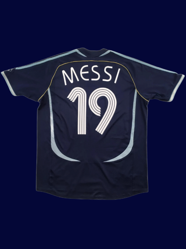 Lionel Messi #19 Argentina 2006/07 Retro Away Jersey Fan Version - Back View | KFCOOL