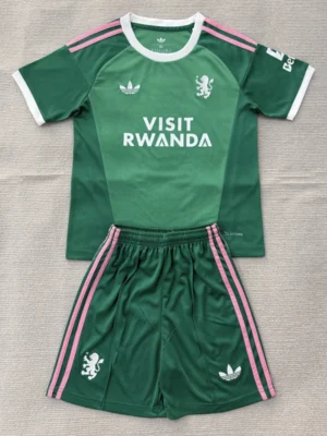 Aston Villa 2026/27 Goalkeeper Green Pink Kids Kit Fan Version - Front View | KFCOOL
