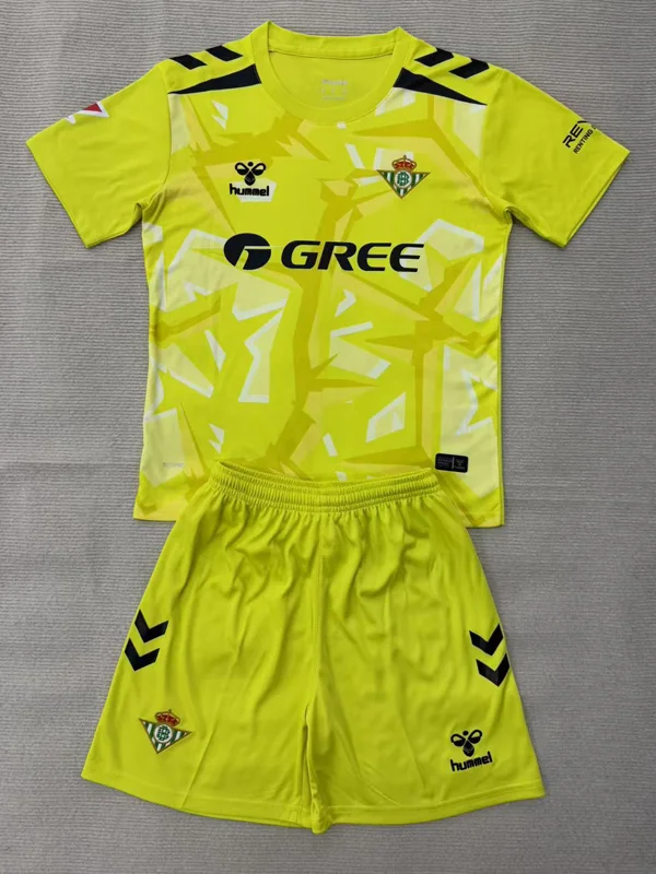 Real Betis 2026/27 Goalkeeper Yellow Kids Kit Fan Version - Front View | KFCOOL