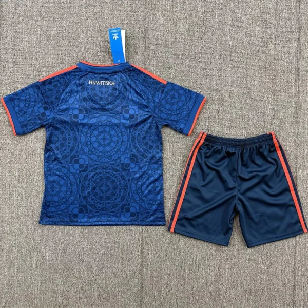 Croatia 2026/27 Away Royal Blue Kids Kit Fan Version - Back View | KFCOOL
