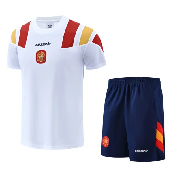 Spain 2026/27 White Red Training Short Suit - Front View Spain 2026/27 White Red Training Short Suit - Front View | KFCOOL