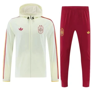 Spain 2026/27 White Red Windbreaker Suit - Front View Spain 2026/27 White Red Windbreaker Suit - Front View | KFCOOL
