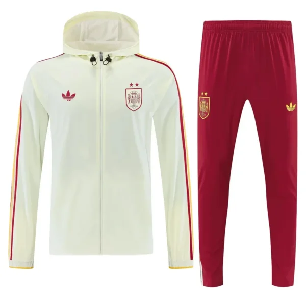 Spain 2026/27 White Red Windbreaker Suit - Front View Spain 2026/27 White Red Windbreaker Suit - Front View | KFCOOL