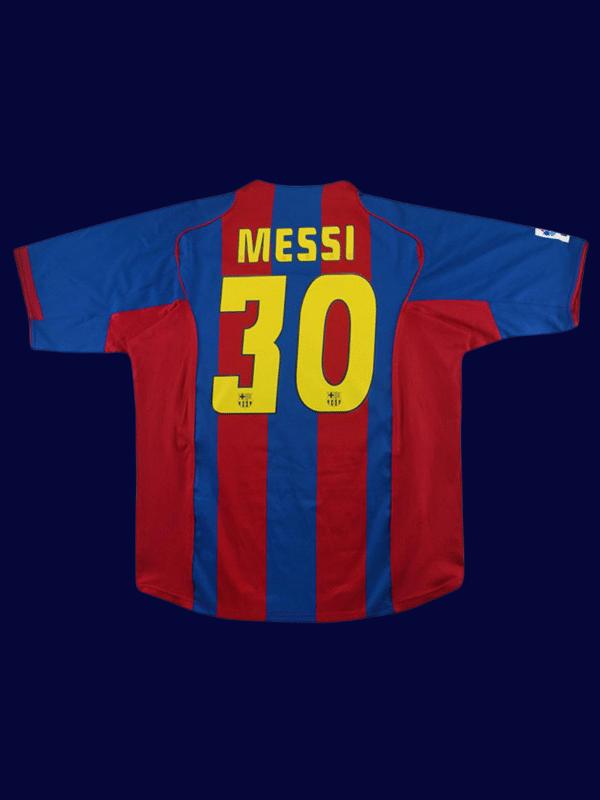 Lionel Messi #30 Barcelona 2004/05 Retro Home Jersey Fan Version - Back View | KFCOOL