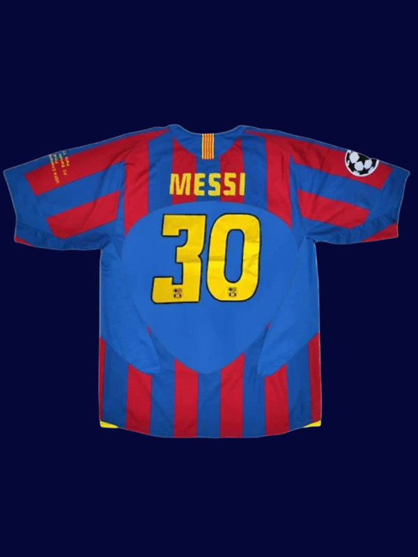 Lionel Messi #30 Barcelona 2005/06 Retro Home Jersey Fan Version - Back View | KFCOOL