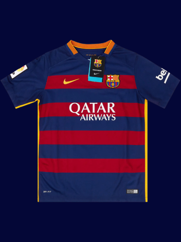 Lionel Messi #10 Barcelona 2015/16 Retro Home Jersey Fan Version - Front View Lionel Messi #10 Barcelona 2015/16 Retro Home Jersey Fan Version - Front View | KFCOOL