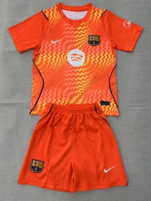Barcelona 2026/27 Goalkeeper Orange Kids Kit Fan Version - Front View | KFCOOL