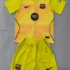 Barcelona 2026/27 Goalkeeper Yellow Red Kids Kit Fan Version - Front View | KFCOOL