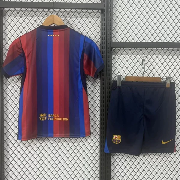 Barcelona 2026/27 Home Blue Red Kids Kit Fan Version - Back View | KFCOOL