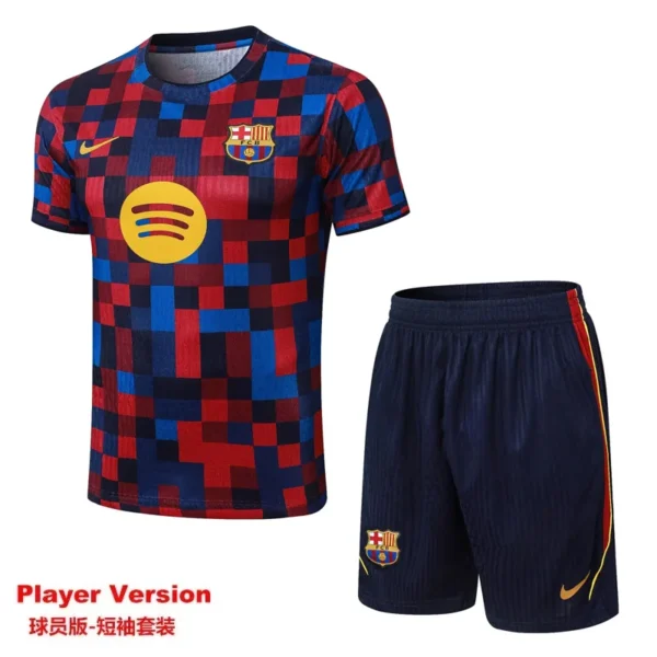 Barcelona 2026/27 Red Blue Training Short Suit Player Version - Front View | KFCOOL