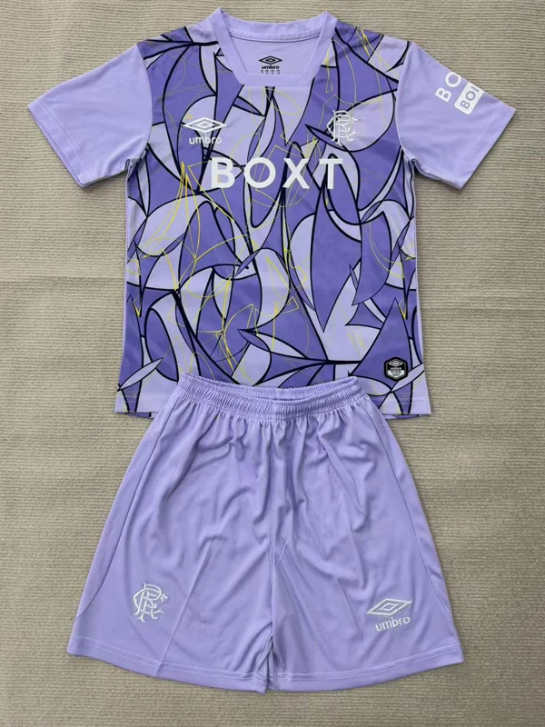 Rangers 2026/27 Goalkeeper Purple Kids Kit Fan Version - Front View | KFCOOL