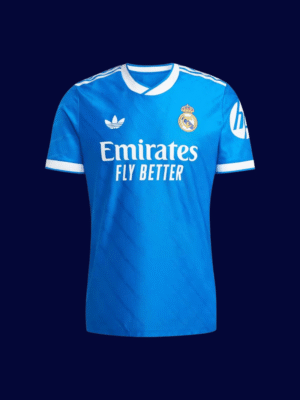 Jude Bellingham #5 Real Madrid 2025/26 Away Blue Jersey Player Version - Front View Jude Bellingham #5 Real Madrid 2025/26 Away Blue Jersey Player Version - Front View | KFCOOL