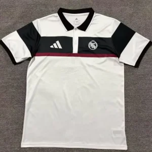 Real Madrid 2026/27 White Black Polo Shirt - Front View | KFCOOL
