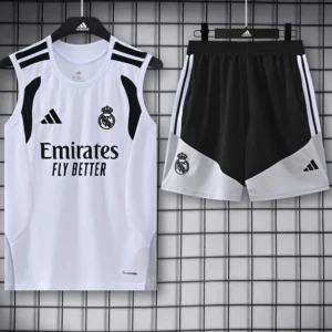 Real Madrid 2026/27 White Grey Sleeveless Shorts - Front View | KFCOOL